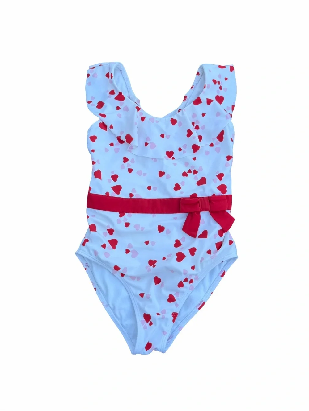 Janie & Jack Heart Print Bow One-Piece Swimsuit